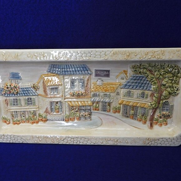 New Croscill Ceramic Village Square Rectangular Vanity Tray 13" - Picture 3 of 6